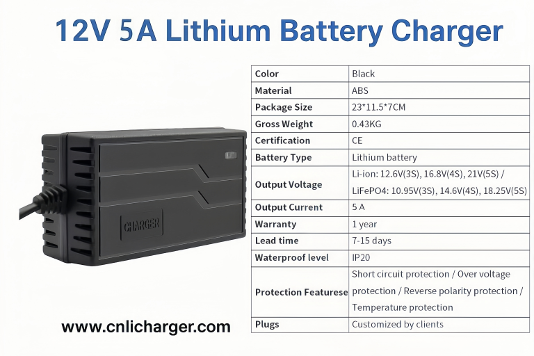 12V 5A lithium battery charger