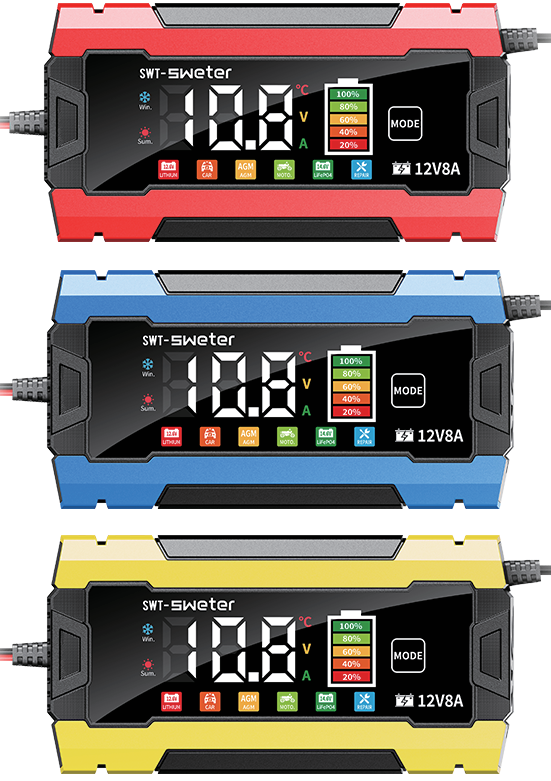 SWT-3820 12V 8A smart battery charger color display